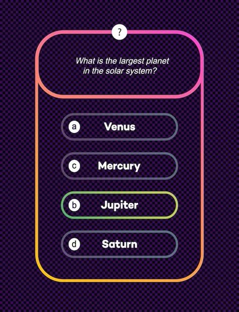 Vector template question and answers neo... | Premium Vector #Freepik #vector #quiz-game #multiple-choice #quiz-design #quiz-show Bottles Decoration Wedding, New Disney Movies, Quiz Design, Choices Game, Neon Style, Quiz Questions And Answers, Question Game, Social Media Advertising Design, Post Ad