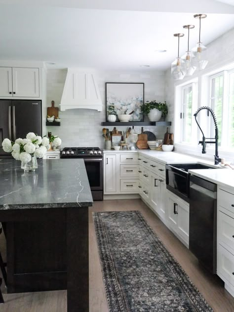 Pros and cons of a white kitchen with a dark island, including the impact on resale value, maintenance, and the aesthetic of your kitchen. #twotonekitchen #kitchenisland #kitchendesign #kitchenideas #whitekitchen #kitchendecoration Custom Kitchen Remodel, Functional Kitchen Design, Black Island, Black Kitchen Island, Custom Kitchens Design, Farmhouse Kitchen Remodel, Kitchen Planner, Christmas Kitchen Decor, Classic Kitchen