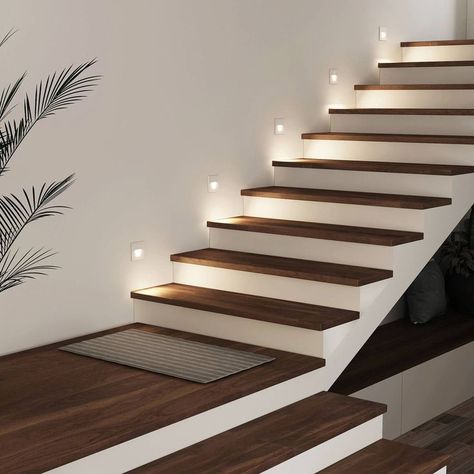 Granite Stairs, Attic Lighting, Stair Lighting, Recessed Wall, Bold Wallpaper, Round Light, Carpet Stairs, Unique Lamps, Style At Home