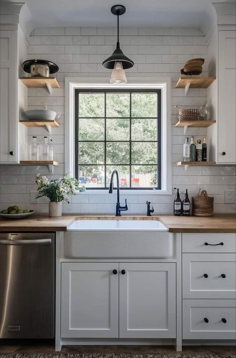 Small Cozy Kitchen Ideas, Farmhouse Tiny Kitchen, Rustic Small Kitchen Ideas, Small Rustic Kitchen Ideas, Farmhouse Small Kitchen Ideas, Affordable Kitchen Remodel, Small Farmhouse Kitchen, Modern Kitchen Design Grey, Modern Kitchen Design White