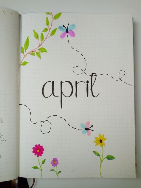 April Notebook Ideas, April Diary Ideas, April Doodles Bullet Journal, Planer April, April Drawings, April Doodles, April Journal Ideas, Margen Aesthetic, Bullet Journal Abril