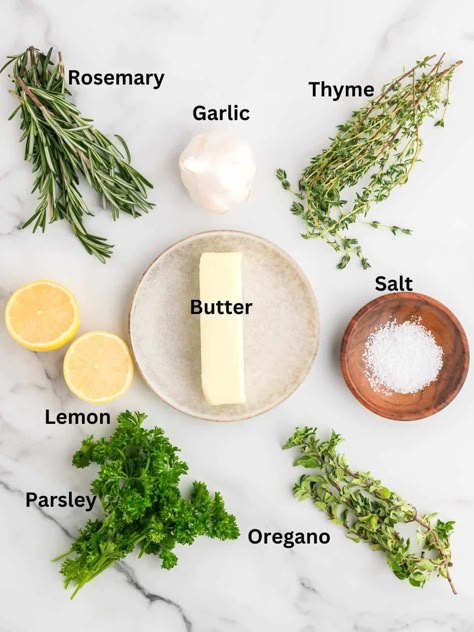 My simple homemade Garlic Herb Butter, a compound butter, will become your new secret weapon in the kitchen. It is a perfect topping for steak, chicken, seafood, and prime rib and adds tons of flavor! You will also always want to have it on hand for spreading on toast, biscuits, and cornbread and as a topping for pasta noodles, baked potatoes, and rice. Topping For Steak, Garlic Herb Butter Recipe, Herb Butter For Steak, Herb Butter Recipe, Flavored Butter Recipes, Butter Recipes Homemade, Homemade Garlic Butter, Potatoes And Rice, Homemade Cookbook