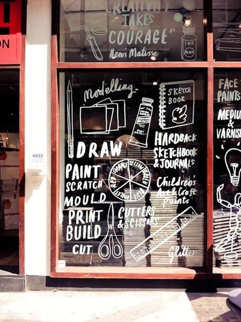 25 Cool And Creative Store's Window Display Ideas | Home Design And Interior Display Visual Merchandising, Bar Deco, Window Signage, Retail Signage, Store Window Displays, Window Graphics, Store Windows, Store Window, Exhibition Display