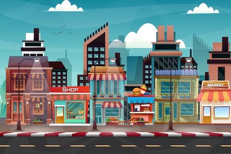 Cartoon City Background Images - Free Download on Freepik Ideal Society Drawing, Cartoon City Background, Cartoon Town, Free Cartoon Characters, Cartoon City, Cartoon Building, Street Background, Fish Gallery, Background Images Free Download