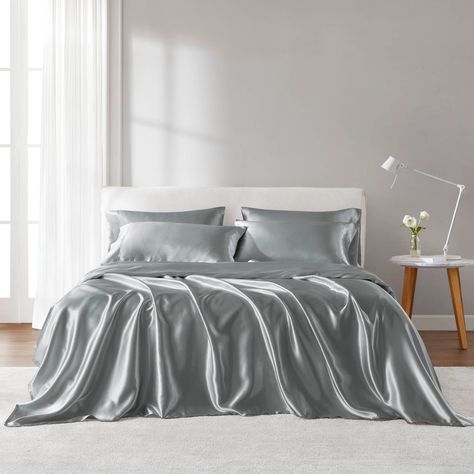 Sleep in luxurious comfort with the Madison Park Essentials Satin Wrinkle-Free Luxurious 6-Piece Sheet Set. Available in several lustrous solid colors, these satin sheets provide a silky and smooth feel that is durable and wrinkle-free. Satin Bed Sheets, Satin Bed, Silk Bed Sheets, Bed Wedge, Satin Bedding, Satin Sheets, Luxury Sheets, Bed Sheet Set, Silk Bedding