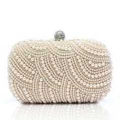 A-Line Scoop Neck Knee-Length Chiffon Mother of the Bride Dress With Cascading Ruffles (008152154) - JJ's House Pearl Clutch Bag, Beaded Clutch Bag, Pearl Clutch, Rhinestone Clutch, Wedding Clutch, Bridal Clutch, Flower Bag, Evening Purse, Wedding Bag