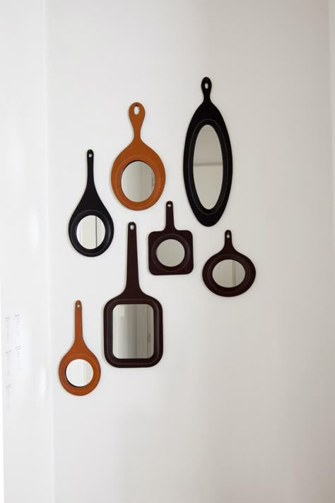 Leather House Decor, Leather Decor Ideas, Leather Objects, Mirrors Vintage, Hand Mirrors, Leather Mirror, Framed Mirrors, Mirror Collection, Leather Frame