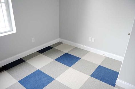 Carpet Tile Pattern, Carpet Tiles Diy, Plaid Floor, Plaid Carpet, Carpet Tiles Office, Choosing Carpet, Emily May, Affordable Carpet, Modular Carpet Tiles