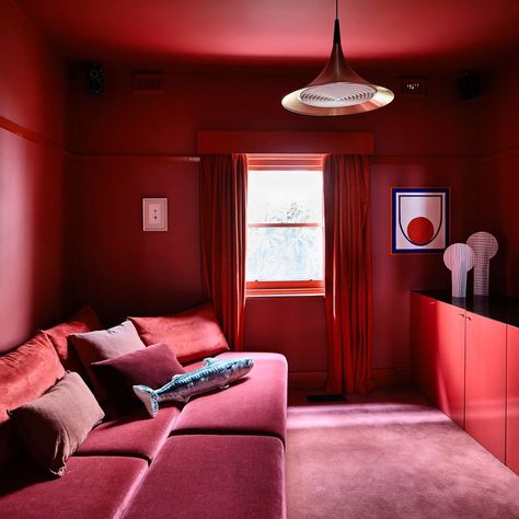 Doherty design studio, MELBOURNE #interior design red pink ligne roset monochrome Feminine Design Interiors, Monochromatic Interior, Monochromatic Room, Red Rooms, St Kilda, Interior Designing, Kelly Wearstler, Red Walls, Contemporary Interior Design