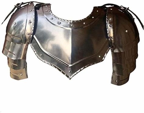 Amazon.com: AnNafi® Medieval Iron Gorget with Pauldrons Gothic Gorget Spaulders Arm Shoulder Guard Set Viking Crusader Warrior Armor Steel Neck Protector SCA LARP Knight Metal Vembrace Pair Silver Adult : Clothing, Shoes & Jewelry Larp Knight, Warrior Armor, Shoulder Guard, Viking Armor, Knights Helmet, Historical Reenactment, Shoulder Armor, Knight Armor, Medieval Armor