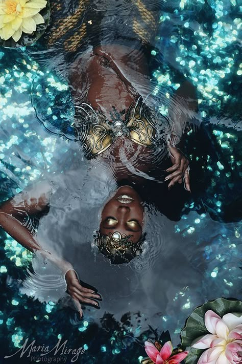 Mermaid Photoshoot Night, Black Mermaid Photoshoot, Aquatic Photoshoot, Mermaid Editorial Photoshoot, Siren Aesthetic Black Woman, Mermaidcore Black Women, Mermaid Aesthetic Photoshoot, Mermaid Inspired Photoshoot, Woman Coming Out Of Water