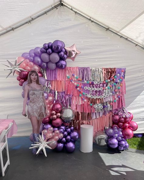 In my birthday era🪩 . . . . . . . . . #balloondecor #balloondecorations #balloondecorator #balloonideas #ballooninstallation… | Instagram Taylor Swift Era Decorations, Taylor Swift Balloon Backdrop, Taylor Swift Birthday Party Backdrop, Taylor Swift Party Balloons, Eras Tour Birthday Party Decoration, Taylor Swift Birthday Balloons, Taylor Swift Pinata, In My Birthday Era Party, Taylor Swift Balloon Garland