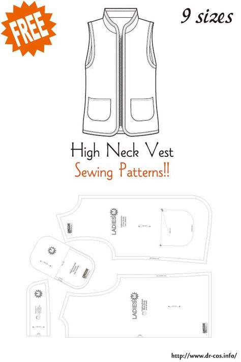 Vest Patterns For Women Sewing, Womens Vest Pattern, Diy Vest Pattern, Vest Pattern Sewing, Mens Vest Pattern, Diy Vest, Vest Sewing, Vest Pattern Free, Sewing Patterns Free Women