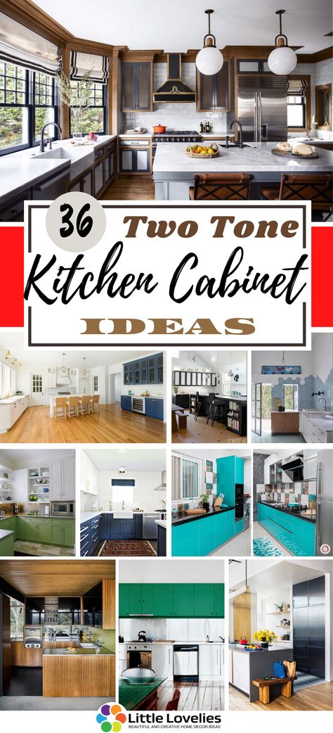 Which one of you is considering a change at the cabinets of your kitchen? Many of us are certainly getting tired of the same colors and patterns. Is there a way to make them matchless and trendy at the same time?  Of course, there is, by using different colors between the cabinets! Two-tone kitchen cabinet ideas vary and they are a distinctive proposal of designing to create a one-of-a-kind kitchen. Match colors and play with backlashes and materials to obtain a memorable place to cook and eat! Two Tone Dark Kitchen Cabinets, Kitchen Cabinet Different Colors, 2 Colored Cabinets In Kitchen, Dual Painted Kitchen Cabinets, Two Different Colored Kitchen Cabinets, Upper And Lower Cabinets Painted Different Colors, Kitchen Cabinets With Different Color Doors, Kitchens With Multiple Cabinet Colors, Kitchen Upper And Lower Cabinets Different Colors