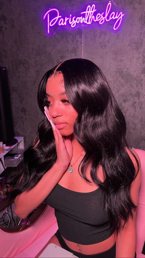 Middle Part Wig Install, Beach Wave Curls, Middle Part Curls, Wave Curls, Middle Part Wig, Beach Curls, Middle Part Hairstyles, Frontal Wig Hairstyles, Sew In Hairstyles