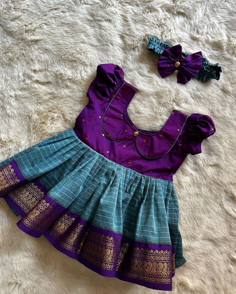 Simple yet traditional! The timeless trend! Purple with blue (Vintage Collar)- Kanchi Cotton Ethnic Wear Frock for Baby Girl Instock: 0-3 Years 🔎LINK: https://babynmeindia.com/products/purple-with-blue-vintage-collar-kanchi-cotton-ethnic-wear-frock-for-baby-girl New Born Baby Frocks Designs Pattern, New Born Baby Dress Design Simple, Traditional Frocks For Baby Girl, Frock For Baby Girl, Baby Girl Frock Designs, Traditional Baby Dresses, Cotton Frocks For Kids, Frocks For Babies