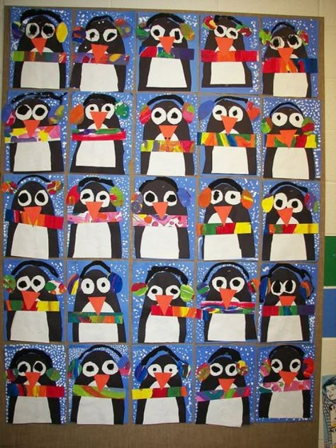 Kindergarten Penguin Art, First Grade Winter Art Projects, Penguin Art Project, Penguin Art For Kids, Winter Art Activities, Penguin Crafts Preschool, Art 2nd Grade, Winter Crafts For Toddlers, Easy Winter Crafts