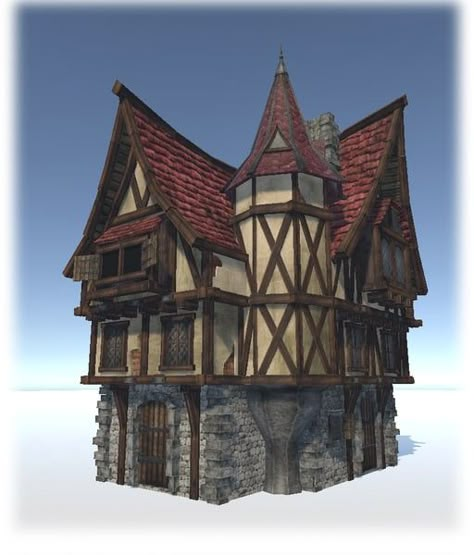 Medieval Warehouse, Magic Tower, Medieval Magic, Viking House, City Houses, Medieval House, Medieval Tower, Ancient Houses, Town Building