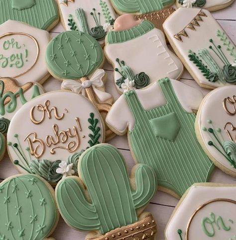 Succulent Baby Shower Ideas – Baby Shower Ideas 4U Succulent Baby Shower Ideas, Southwest Baby Shower, Painted Cookies, Succulent Theme, Baby Shower Theme Decorations, Coed Baby Shower, Summer Baby Shower, Unique Favors, Rustic Baby