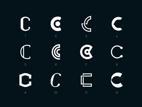 Letter C logo exploration set c letter c exploration concept clean gradient timeless abstract bold line simple modern challenge set collection mark logo black letter C Logo Design, Logo Exploration, Letter C Logo, Logo Typo, Typographie Logo, Alfabet Font, Typographic Logo Design, Logo C, Typo Logo