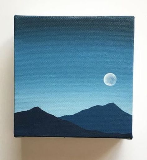 Cute Canvas Paintings Easy Disney, Sky Easy Drawing, Canvas Sky Painting Easy, Diy Canvas Art Painting Nature, Art Inspiration Painting Easy Acrylic, Blue Simple Paintings, Easy Mini Paintings For Beginners, Easy Shadow Painting Ideas, Oil Pastel Canvas Art Easy