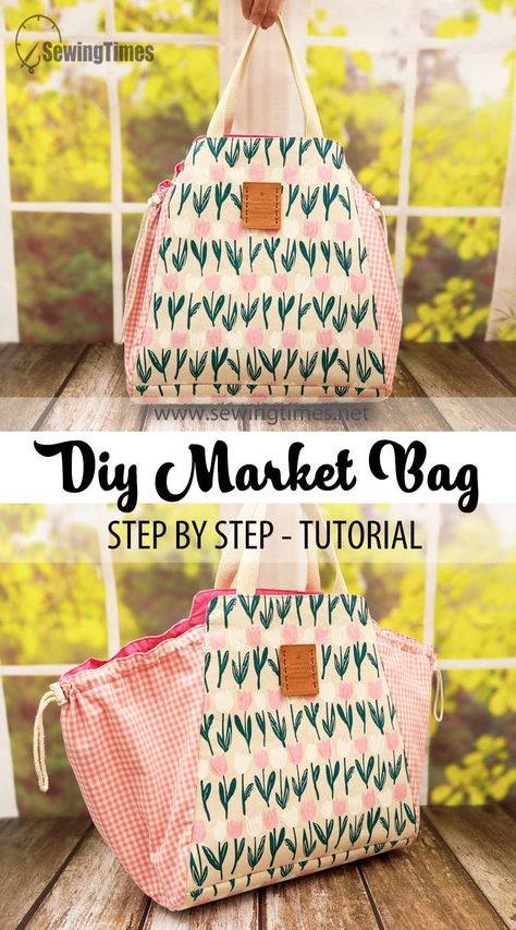 Quilted Market Bag Pattern, Quilted Reusable Bag, Best Grocery Bag Pattern, Sew Purse Pattern, Reusable Bag Sewing Pattern, Easy Sew Bags For Beginners, Diy Farmers Market Bag, Quilted Project Bags, Diy Sewing Machine Bag