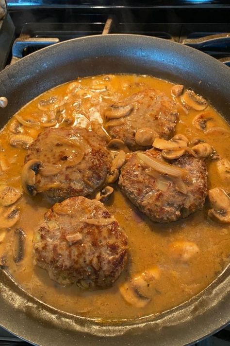 You searched for Hamburger Steak with Creamy Onion Gravy - Recipes 4 All Days Recipes Using Hamburger, Hamburger Steak And Gravy, Steak And Gravy, Ground Chuck, Hamburger Dishes, Steak And Onions, Best Macaroni Salad, Hamburger Steak, Onion Sauce