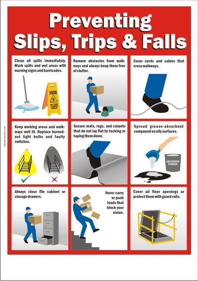 Preventing slips, trips and falls Workplace Safety Slogans, Food Safety Posters, Safety Pictures, Workplace Safety Tips, Safety Quotes, Safety Talk, Safety Topics, Office Safety, Health And Safety Poster