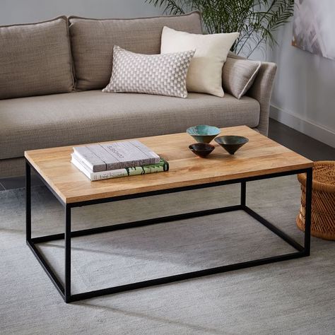 Meja Industrial, West Elm Coffee Table, Sausalito California, Frame Storage, Minimalist Dekor, Table Box, Loft Furniture, Raw Mango, Coffee Table Grey