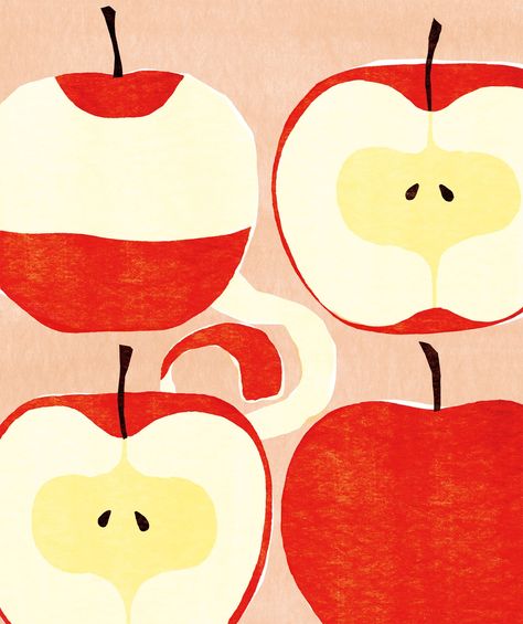 Day 350 | Kazuaki Yamauchi Apple Illustration, Fruits Drawing, Fruit Illustration, Illustration Food, Art Et Illustration, Fruit Pattern, Pattern Illustration, Food Illustrations, Kitchen Art