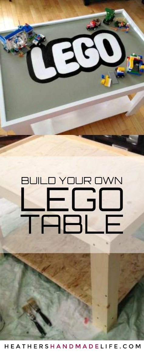 Kids Play Table With Storage, Diy Lego Building Station, Lego Table Plans, Lego Tables With Storage, Diy Lego Table With Storage Small Spaces, How To Build A Lego Table, Homemade Lego Table, Diy Lego Table For Older Kids, Adult Lego Table