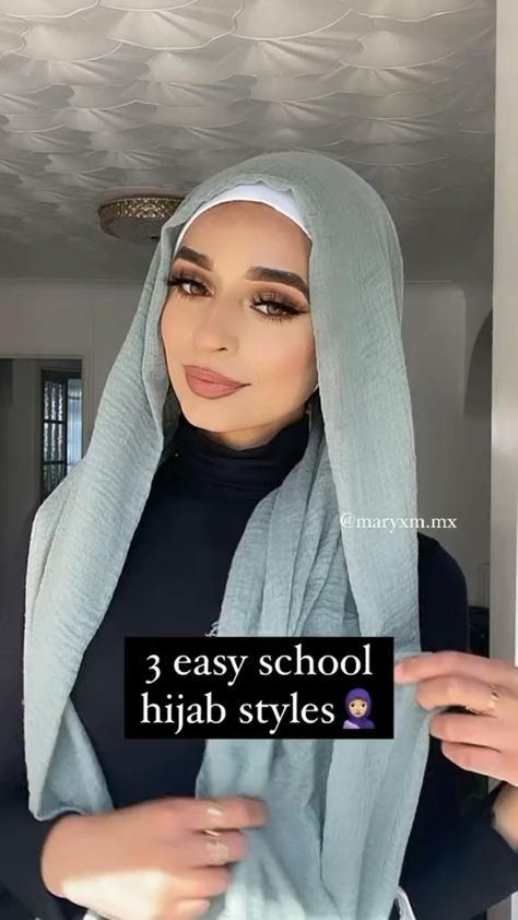 Bride Hijab Style, Easy Hijab Style, Hijab Styling, How To Wear Hijab, Pashmina Hijab, Simple Hijab Tutorial, Estilo Hijab, Hijab Ideas, Stile Hijab