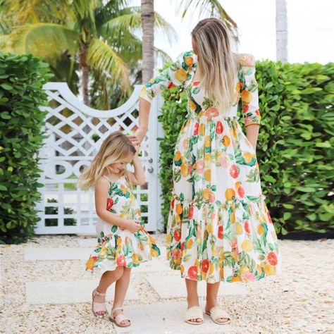 Mom daughter matching dresses birthday