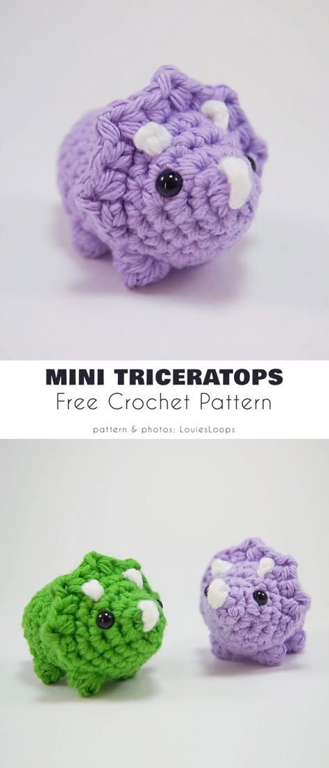 Pocket Baby Dinosaur Free Crochet Patterns - Your Crochet Free Knitting Tutorials, Crochet Tiny Animals, Crochet Ideas For Men, Tiny Crochet, Crocheted Animals, Crochet Fairy, Crochet Plushies, Crochet Dinosaur, Quick Crochet Patterns