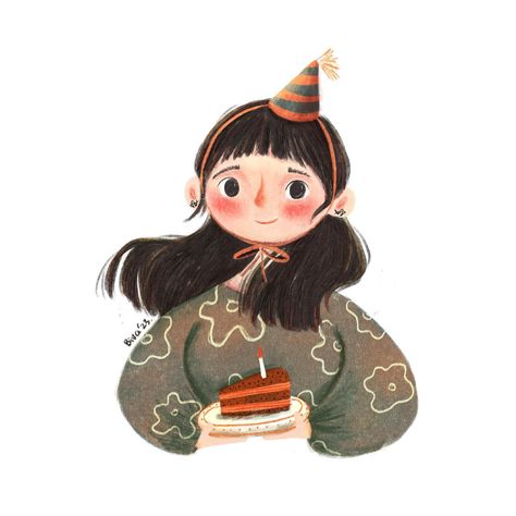 Cute Birthday Illustration Art, Happy Birthday Cute Illustration, Happy Birthday Art Draw, Happy Birthday Illustration Art, Birthday Girl Illustration, Birthday Illustration Art, Cute Happy Birthday Drawings, Birthday Party Illustration, Birthday Animation