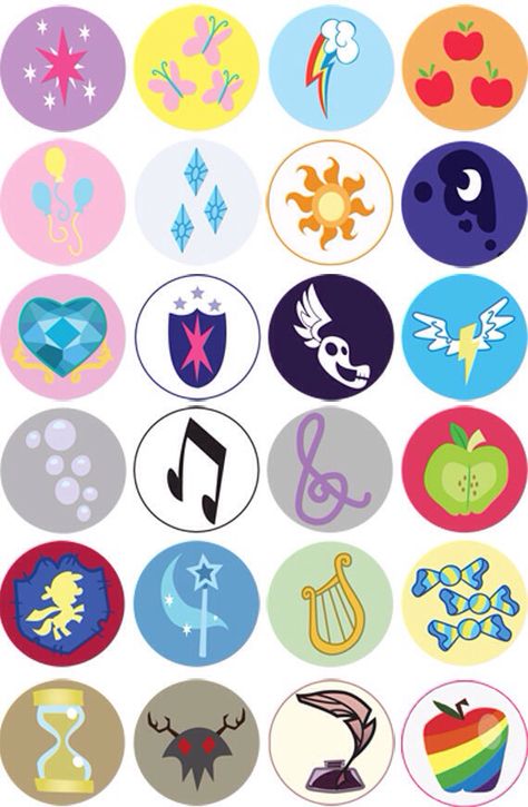 Cutie marks Mlp Cutie Marks Ideas Art, Mlp Cutie Mark Tattoo, Cutie Mark Tattoo Ideas, My Little Pony Tattoo Cutie Mark, Mlp Cutie Mark Ideas, My Little Pony Cutie Mark Ideas, Princess Luna Cutie Mark, Cutie Marks My Little Pony, Luna Cutie Mark