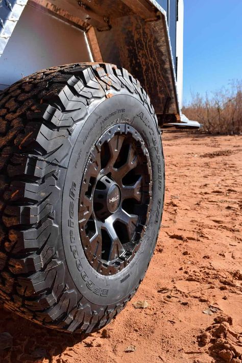 The top upgrade for any vehicle that you plan on taking off-road, are the tires. And one of the most popular off-road tires is the BFGoodrich KO2 All-Terrain tire. I’m here to tell you why BFG KO2s remain my tire of choice on all of my overland truck builds. Truck Builds, Overland Camper, Overland Trailer, Overland Truck, Off Road Trailer, Old Ford Trucks, Trailer Build, Off Road Tires, Car Camper