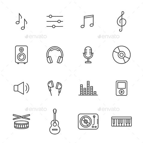 Sing Tattoo Music, Headphones Drawing Easy, Volume Tattoo, Drumstick Tattoo, Singing Icon, Music Guitar Tattoo, Record Icon, Singing Drawing, Music Doodle