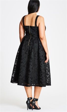 Plus Size Jackie O Fit & Flare Dress Black Tea Length Dress, Midi Black Dress, City Chic Dresses, Plus Size Party, Special Event Dresses, Lace Pocket, Midi Dress Plus Size, Plus Size Party Dresses, Curve Fashion