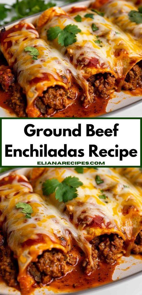 What's for dinner tonight? Try our Ground Beef Enchiladas Recipe. It's one of the best ground beef recipes for dinner, offering a delicious combination of flavors in an easy enchilada recipe. Perfect for dinner ideas! Dinner Enchiladas, Beef Enchiladas Recipe, Beef Enchilada Recipe, Ground Beef Enchiladas, Beef Enchilada, Ground Beef Recipe, Enchilada Recipe, Recipe Beef, Homemade Enchiladas