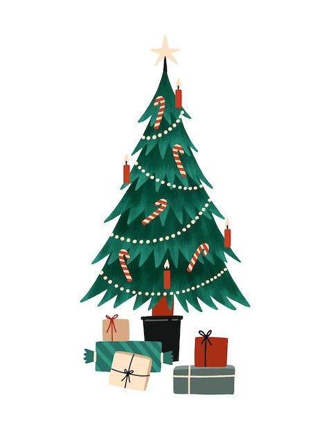 Happy Christmas Illustration, Christmas Tree Vector Art, Retro Tree Illustration, Christmas Trees Illustration, Christmas Tree Illustration Vector, Christmas Gifts Illustration, Christmas Scene Illustration, Xmas Tree Illustration, Sapin Illustration