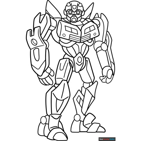 Free Bumblebee from Transformer Coloring Page for Kids Coloring Pages Transformers, Bumblebee Coloring Page, Bumblebee Drawing Easy, Bumblebee Transformers Art, Bumblebee Drawing, Transformers Drawings, Cartoon Knight, Transformers Coloring Pages, Free Planner Pages