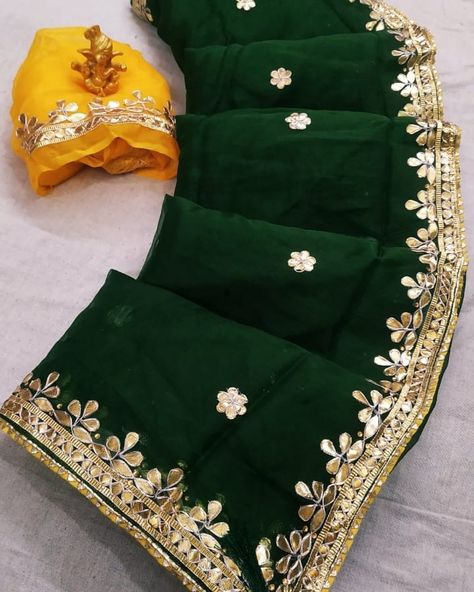 Gota patti Handwork Pyore Organza Zari fabric❤❤❤❤ Gota Patti Saree All Over Same work Border ⚡All Over small motifs+ border on all over ⚡ Zari Blouse of Contrasts ⚡ Jaipuri Single Colour hand Dai ⚡ Zari Pallu of Waiving 💯💯% Granted Organza zari Fabric Ready to ship 👌👌Nice Saree Complated With Roll Press👌👌👌 Ready to ship 1750+ shipping WhatsApp 8112202647 Gotapatti Work Blouses, Gotapatti Work, Small Motifs, Gota Patti Saree, Cross Stitch Geometric, Gotta Patti, Work Sarees, Hand Work, Insta Posts