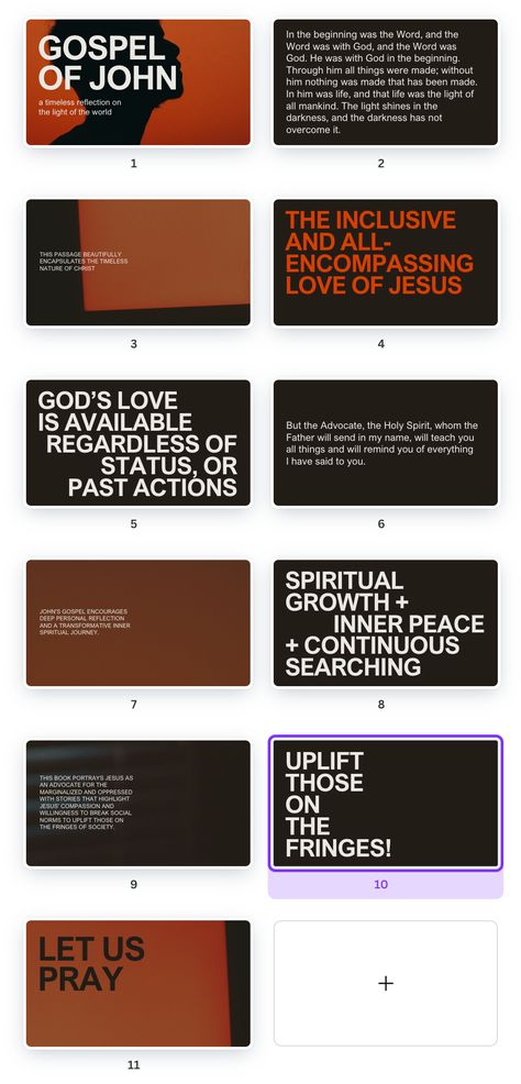 Black Orange Bold Typographic Gospel of John Church Presentation by Take Care Creative. Follow on Canva or get emails about new canva templates at takecarecreative.co / red, christian, church, sermon, slides, gospel, catholic, god, love, spiritual / Evangelism Flyer, Church Thumbnail Design, Sermon Slides Graphics, Church Series Graphics, Church Graphic Design Sermon Series, Gospel Of John, Light Of The World, Take Care, Presentation Templates