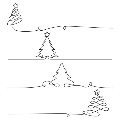 Christmas Tree Sketch, Tree Line Drawing, Doodles Christmas, Christmas Tree Silhouette, Winter Drawings, Tree Outline, Christmas Tree Drawing, Tree Doodle, Tree Sketch