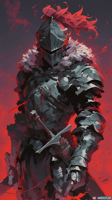 Did you like the art and want it in higher resolution? Follow the link and check out the album - https://t.me/arttach Goblin Berserker, Villain Armor, Goblin Slayer Pfp, Goblin Slayer Wallpaper, Paladin Character Art, Knight Rpg, Knight Fanart, Knight Wallpaper, Goblin Slayer