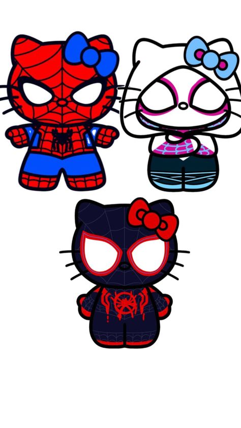 For all my spiderman and hello kitty fans Spiderman With Hello Kitty, Marvel Hello Kitty, Star Wars Hello Kitty, Spiderman X Hello Kitty, Spider Man Cute, Hello Kitty X Spiderman, Spider Man Hello Kitty, Spiderman And Hello Kitty, Spider Kitty