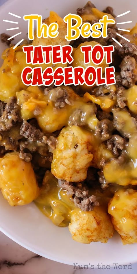 Best Tater Tot Casserole, Hotdish Recipes, Tater Tot Casserole Recipes, Ground Beef Casserole Recipes, Beef Ground, Fast Dinner Recipes, Tot Casserole, Tater Tot Casserole, Easy Meatloaf