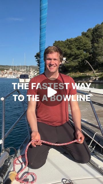 Noa & Joseph +🦜 * How to Sail & Liveaboard * Sailing & Boatlife on Instagram: "The most important knot for sailing - The Bowline   This is how you can quickly tie a bowline that needs to be fastened, for example, to an eye on the deck!  Save for later and follow @sailing.marlin for more sailing tips  #howto #bowline #knot #tutorial #boat #boatlife #sail #sailboats #sailing #sailinglife #sea #travel #travelling #boatlife #sailor #ocean #summer #adventure #ship #water #wave #yacht #sailingyacht #underwater #sailingaroundtheworld" How To Tie A Sailors Knot, Boat Knots How To Ties, Bowline Knot Tutorial, Boat Knots, Knot Tying Tutorial, Cool Tie Knots, Land Sailing, Scout Knots, Sailing Knots