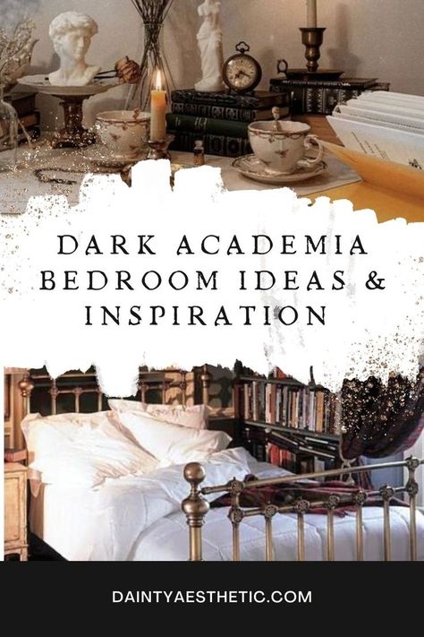 Dark Academia is all about creating a cozy and intellectual atmosphere, and there are so many unique items that you can incorporate into your bedroom to achieve this look and feel. In this blog post, we’ll be covering a variety of ideas for how you can transform your bedroom into a Dark Academia oasis. We’ll be discussing the importance of vintage items, lighting, music, and other unique touches that will help you create a space that is both stylish and inviting. Dark And Light Academia Aesthetic Room, Witchy Bedroom Ideas Cozy, Dark Academia Small Bedroom, Dark Cottage Bedroom, Artist Bedroom Aesthetic, Dark Academia Bedroom Aesthetic, Academia Bedroom Aesthetic, Dark Academia Bedroom Decor, Cottagecore House Interior